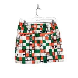 Jean Charles de Castelbajac Skirt Skort Green Orange White Checkerboard Pop Art